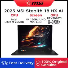 2025 MSI Stealth 18 HX AI Gaming Laptop 18 Inch 4K 120Hz MiniLED Screen Netbook Intel Ultra 9-275HX 64GB 2TB RTX5090 Notebook PC